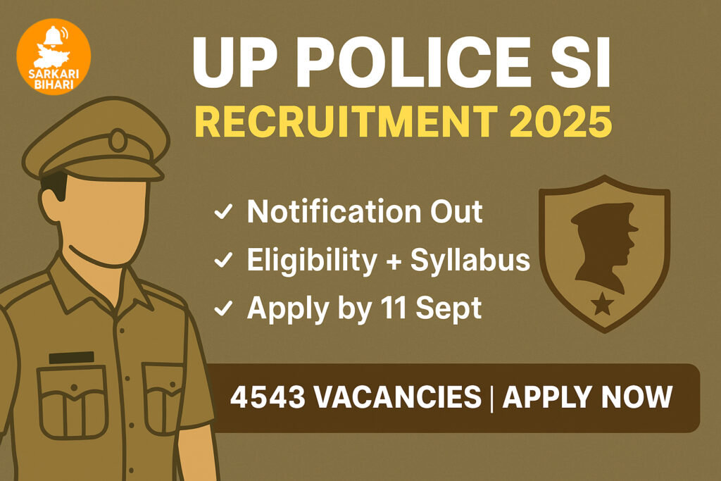 UP Police SI Recruitment 2025 Notification
UP SI Vacancy 2025 Apply Online