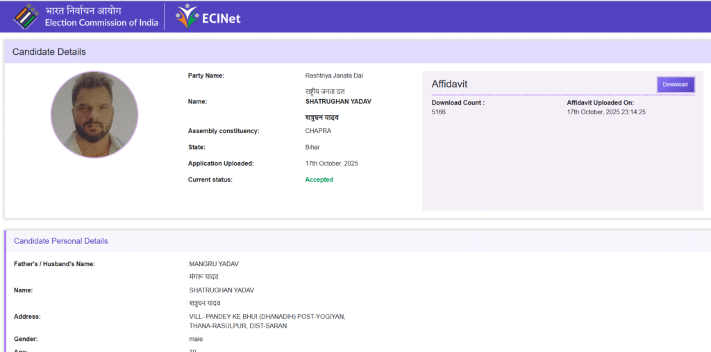 Bihar Election Candidate List