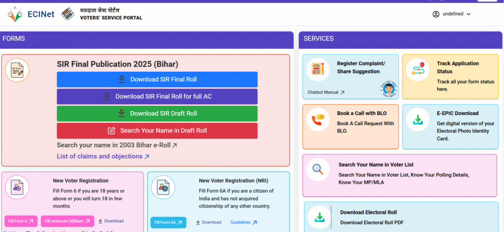 ECINET App Bihar Voter Card