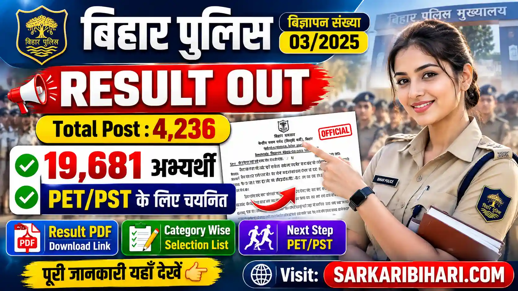 Bihar Police Vacancy 2025 CSBC Bihar Police Constable Result CSBC Bihar Police Result 2025 Bihar Police Advt No 03/2025 Result CSBC Bihar Police Advt 03/2025 Result