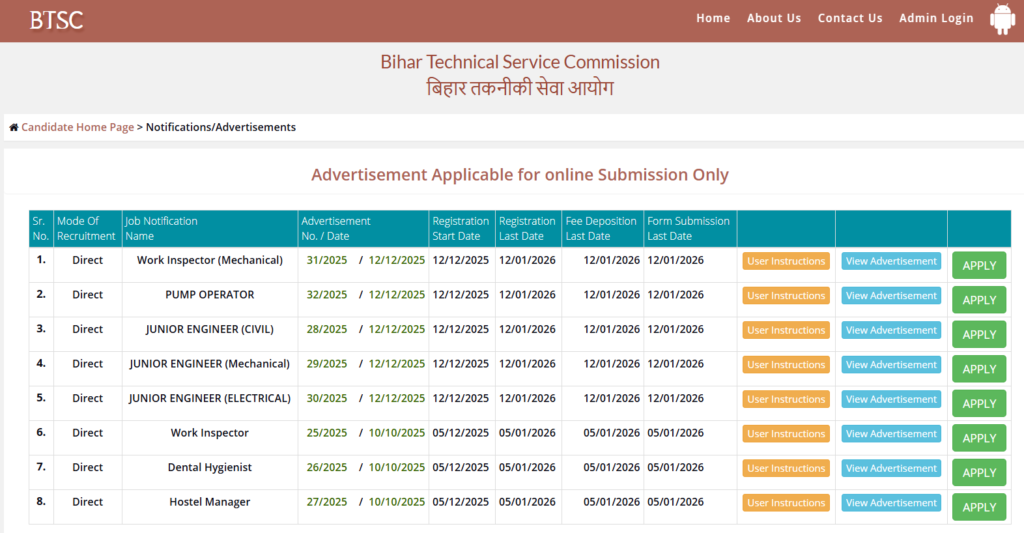 BTSC Pump Operator Recruitment