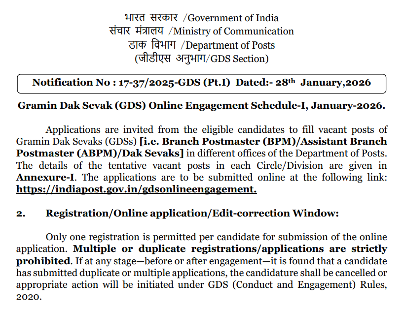 India Post GDS Vacancy