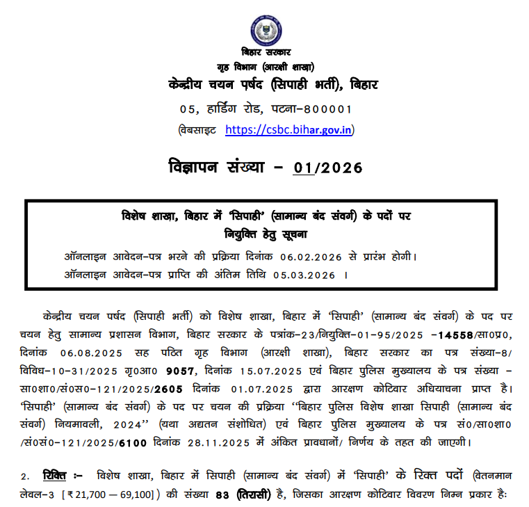 Bihar Police Special Branch Constable