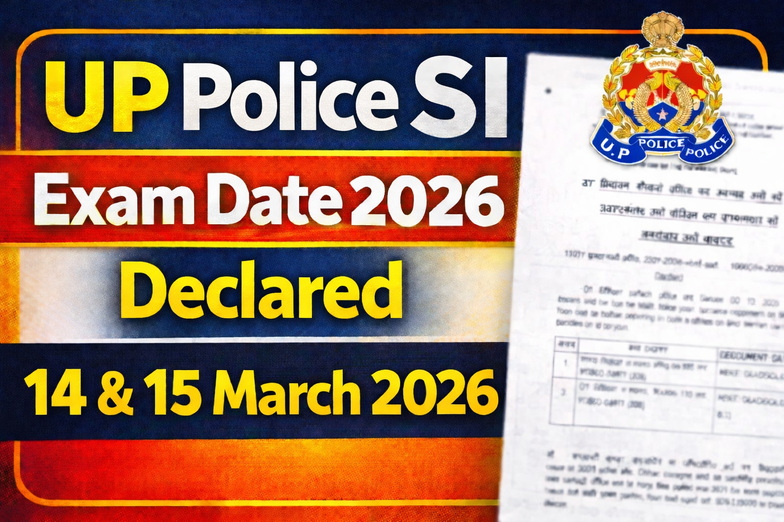 UP Police SI Exam Date 2026