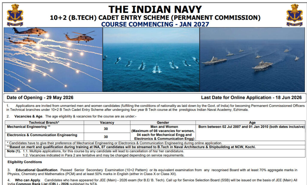 Indian Navy Vacancy 2027
