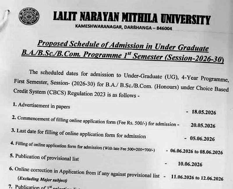 LNMU UG Admission 2026