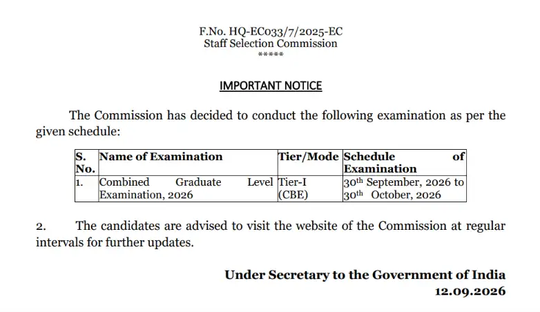 SSC CGL Recruitment 2026
SSC CGL 2026 Online Form
SSC CGL Notification 2026
SSC CGL Exam Date 2026
SSC CGL Tier 1 Exam Date 2026