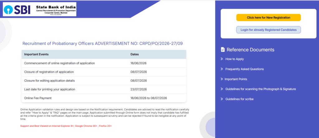 SBI PO Notification 2026
SBI PO 2026
SBI PO Vacancy 2026
SBI PO Apply Online