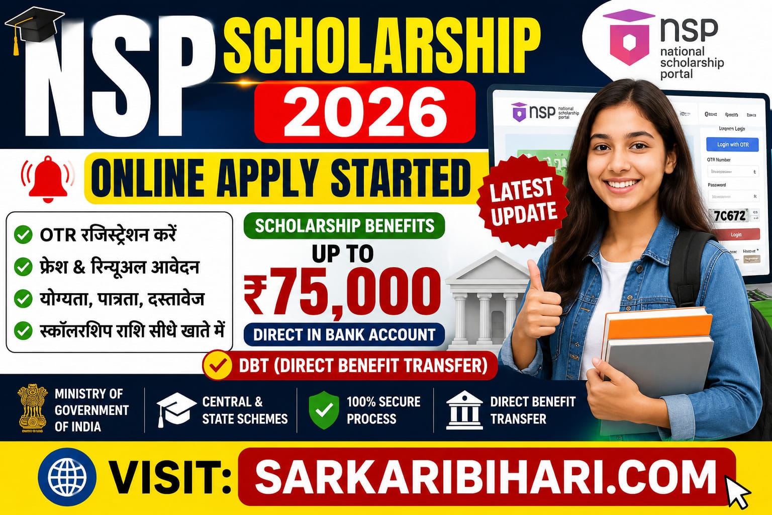 NSP Scholarship 2026 NSP Scholarship Online Apply NSP OTR Registration National Scholarship Portal