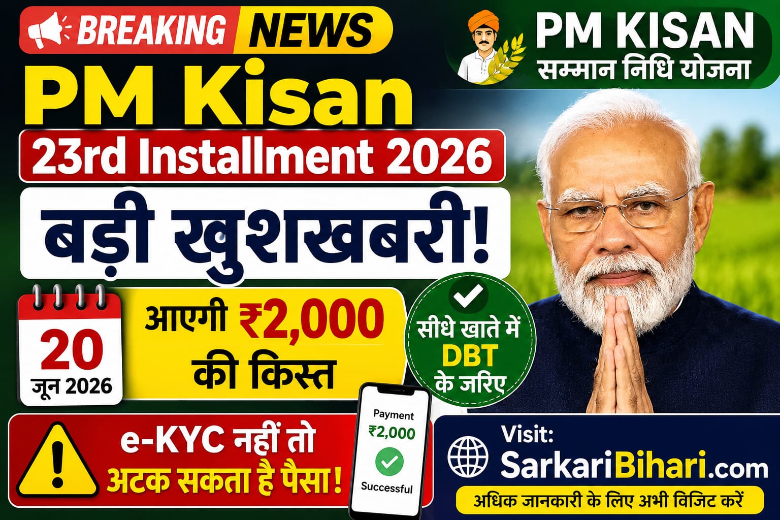 PM Kisan 23rd Installment 2026 PM Kisan Status Check 2026 PM Kisan Beneficiary List 2026 PM Kisan e-KYC Online