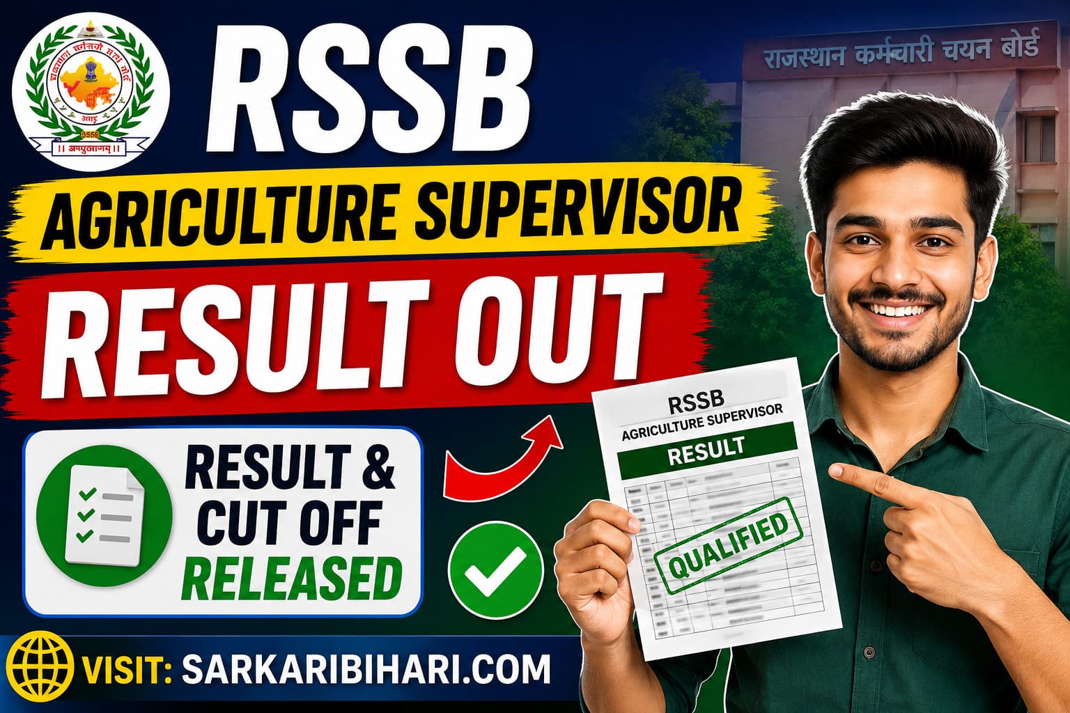 RSSB Agriculture Supervisor Result 2026 RSSB Agriculture Supervisor Result Rajasthan Agriculture Supervisor Result Agriculture Supervisor Cut Off 2026 RSSB Result 2026