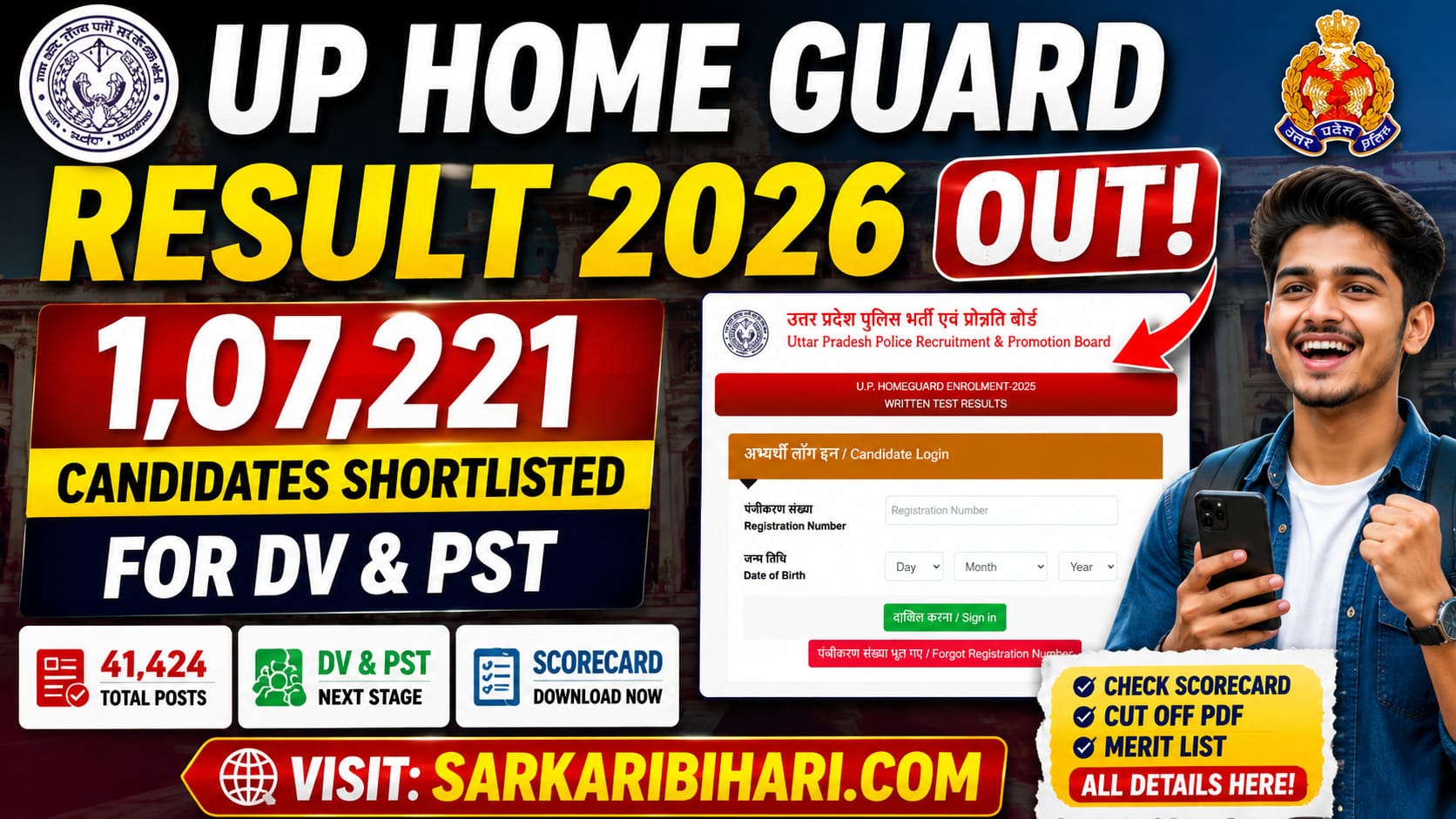 UP Home Guard Result 2026 UP Home Guard Scorecard 2026 UP Home Guard Cut Off 2026 UP Home Guard DV PST 2026
