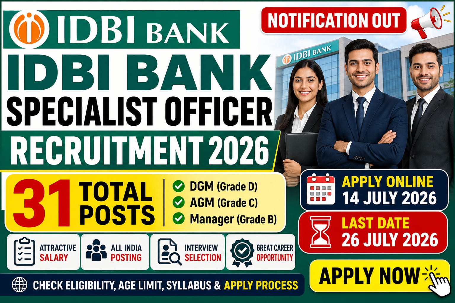 IDBI Bank Specialist Officer Recruitment idbi bank IDBI SO Recruitment 2026 IDBI Bank SO Vacancy 2026 IDBI Bank Recruitment 2026