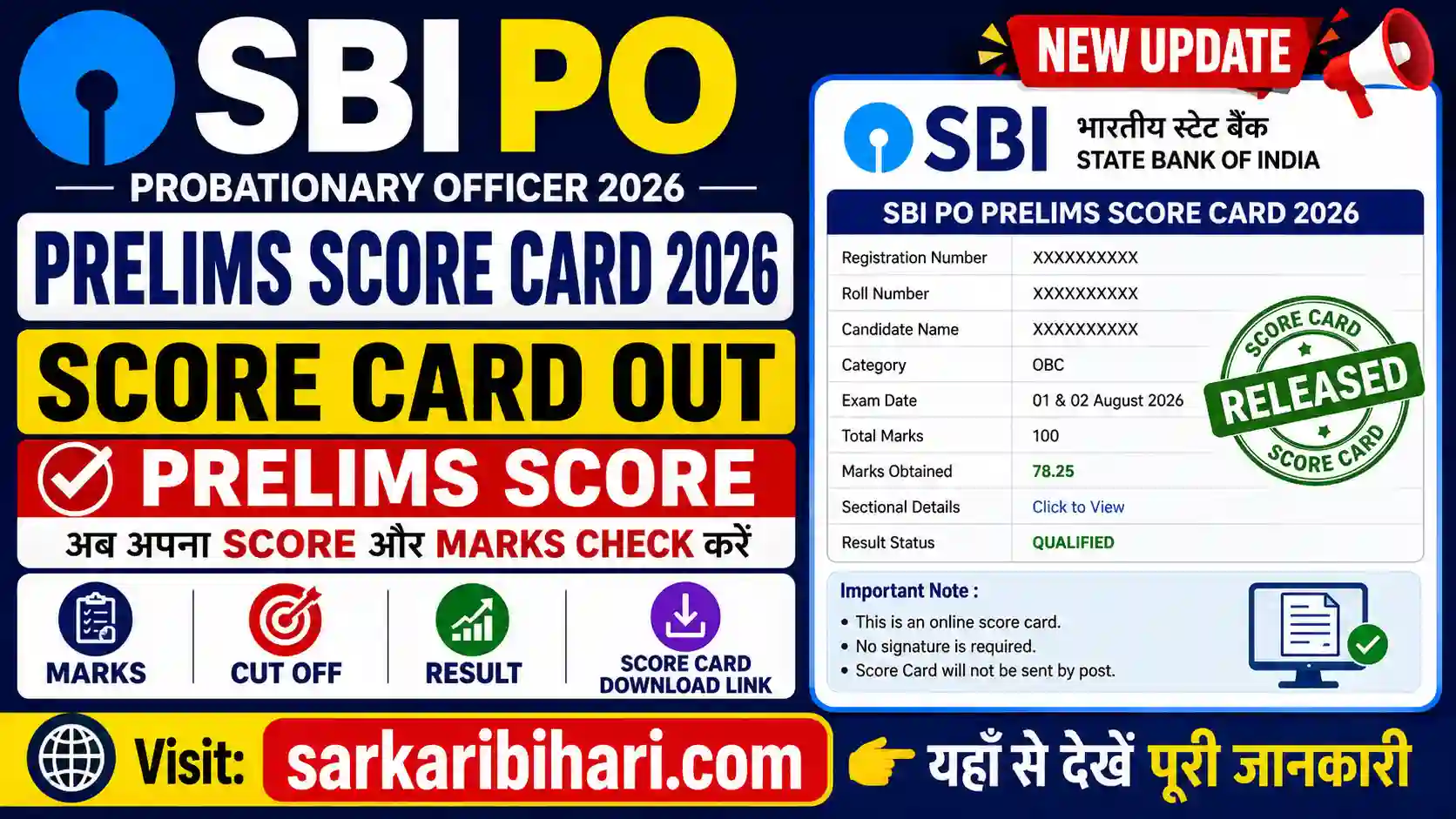 SBI PO Admit Card 2026 SBI PO Prelims Admit Card 2026 SBI PO Call Letter 2026 SBI PO Hall Ticket 2026 sbi po score card 2026 sbi po prelims score