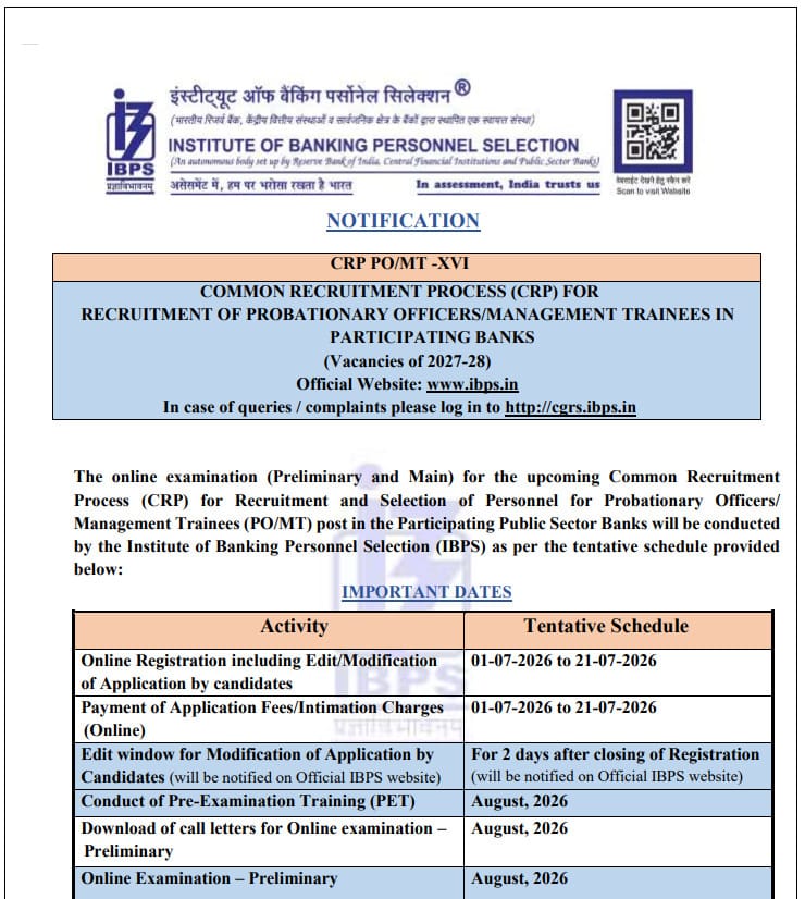 IBPS PO Recruitment 2026
IBPS PO Notification 2026
IBPS PO Apply Online 2026
IBPS PO Vacancy 2026