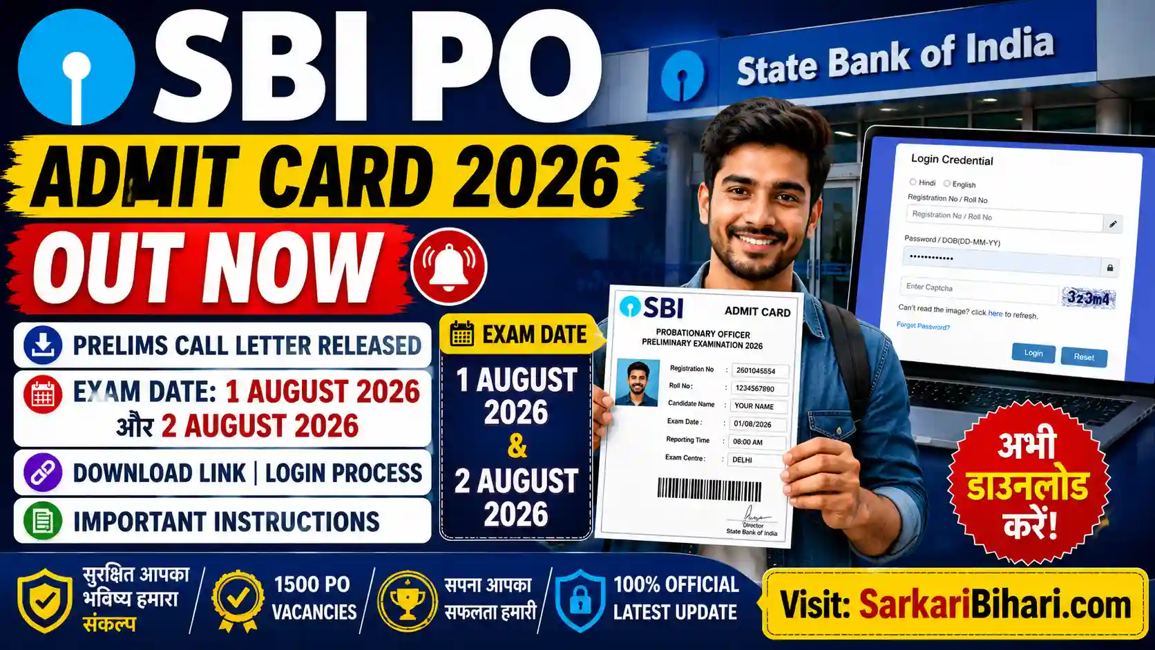 SBI PO Admit Card 2026 SBI PO Prelims Admit Card 2026 SBI PO Call Letter 2026 SBI PO Hall Ticket 2026