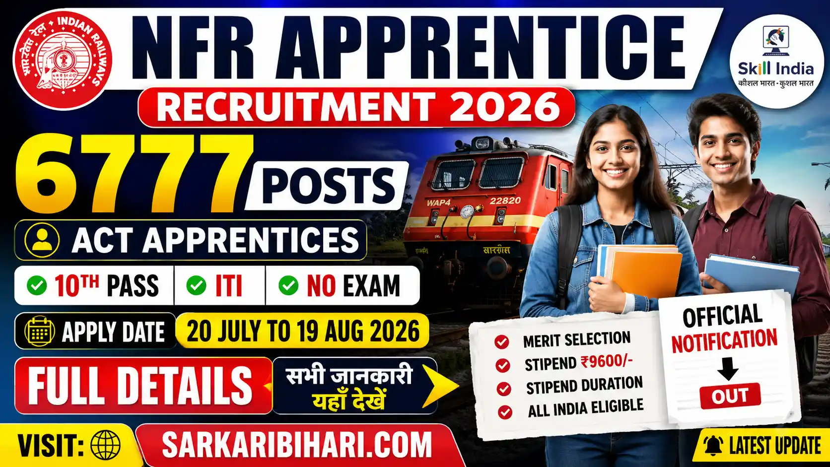 Railway NFR Apprentice Vacancy 2026 NFR Apprentice Recruitment 2026 Railway Apprentice Vacancy 2026 NFR Apprentice Apply Online