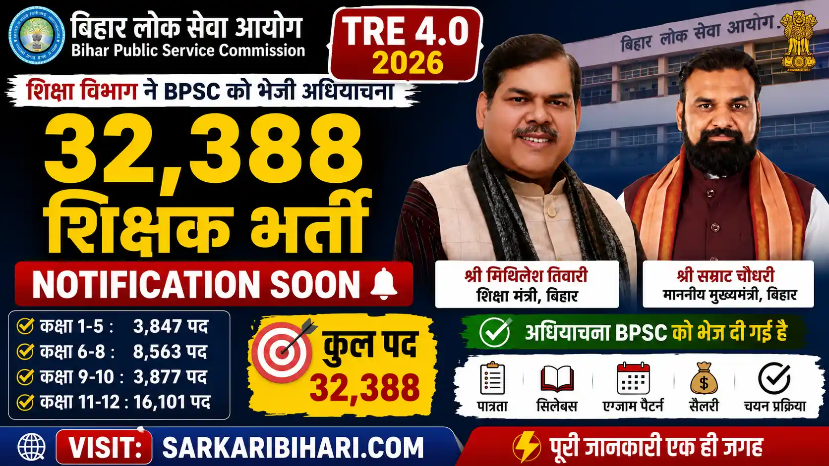 BPSC TRE 4 Notification 2026 BPSC TRE 4 Vacancy 2026 BPSC TRE 4 Online Apply TRE 4 Notification 2026 bpsc tre 4