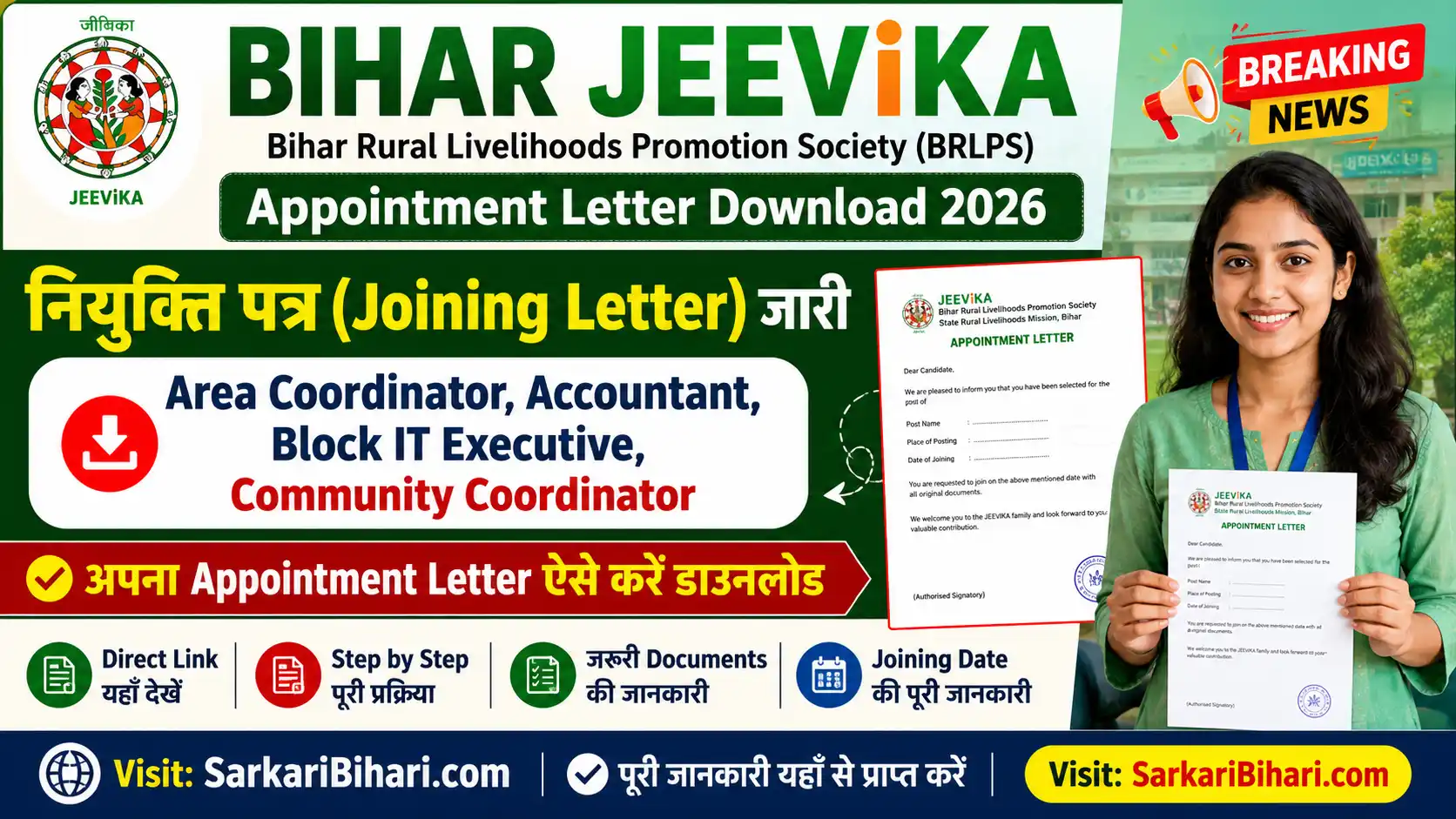 Bihar Jeevika Appointment Letter Download BRLPS Appointment Letter Bihar Jeevika Joining Letter Bihar Jeevika Download Letter