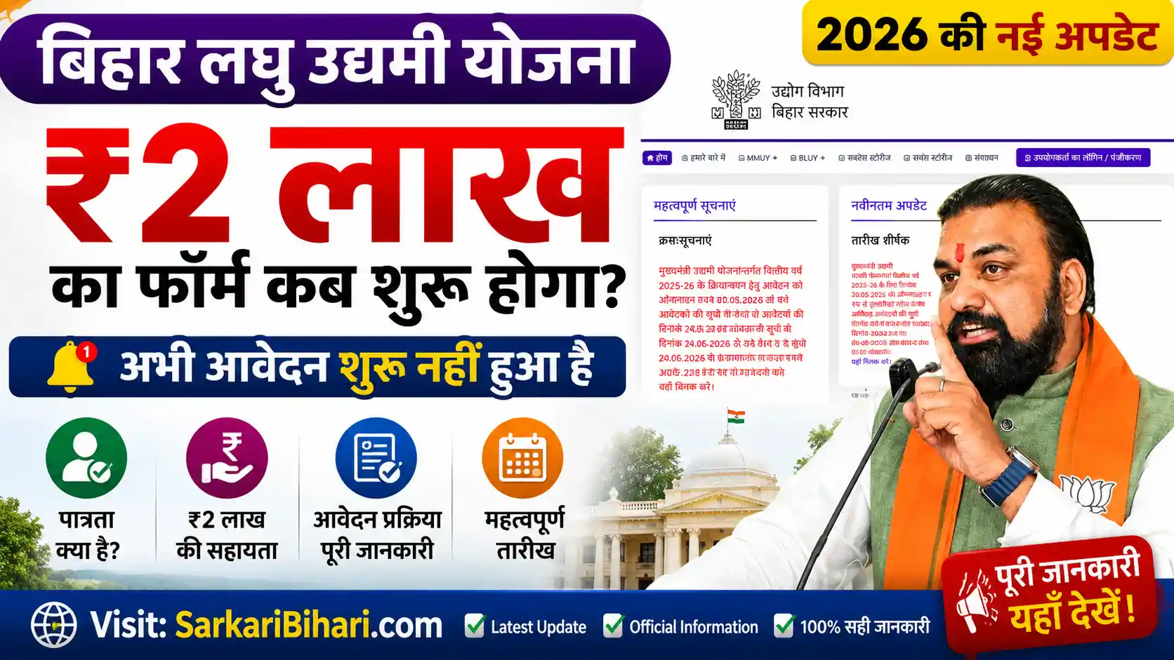 Bihar Laghu Udyami Yojana 2026, Bihar Laghu Udyami Yojana, Bihar Laghu Udyami Yojana Apply Online, Bihar Laghu Udyami Yojana New Update