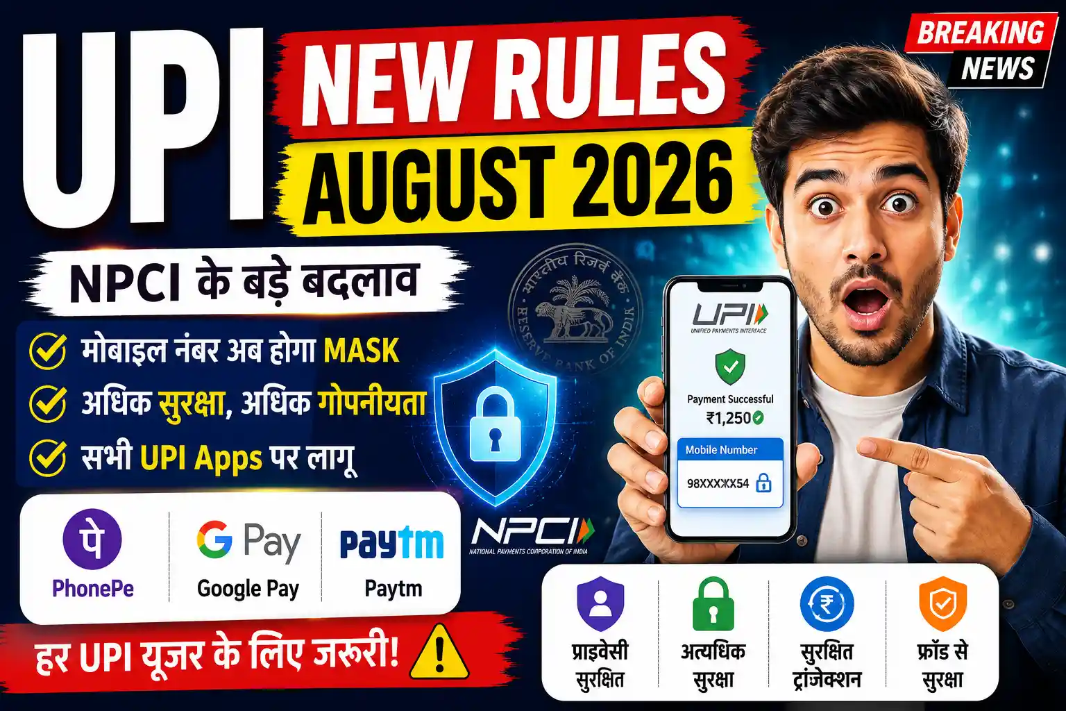 UPI New Rules August 2026 UPI New Rules NPCI UPI Rules 2026 PhonePe Google Pay New Rules