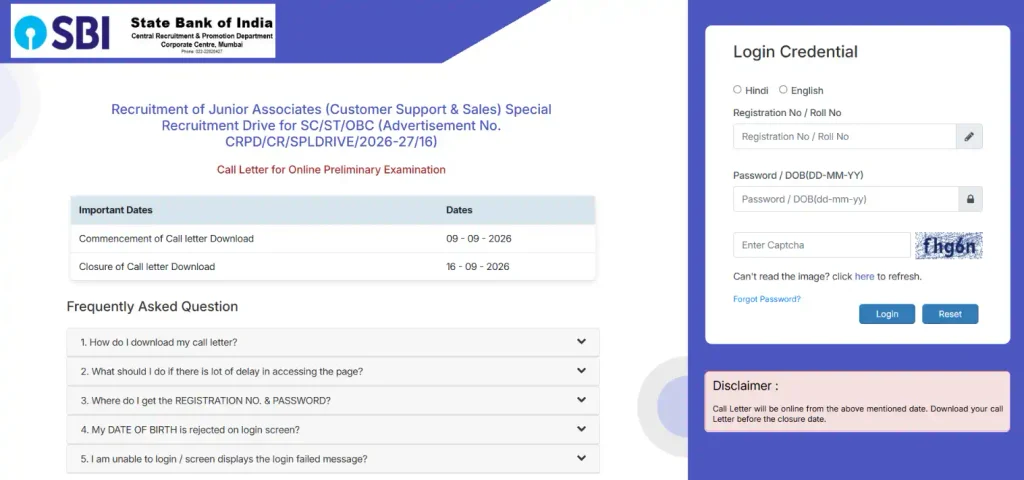 SBI Clerk Notification 2026
SBI Clerk Recruitment 2026
SBI Junior Associate Recruitment 2026
SBI Clerk Backlog Vacancy 2026
sbi clerk
SBI Clerk Prelims Admit Card 2026
SBI Clerk Admit Card 2026