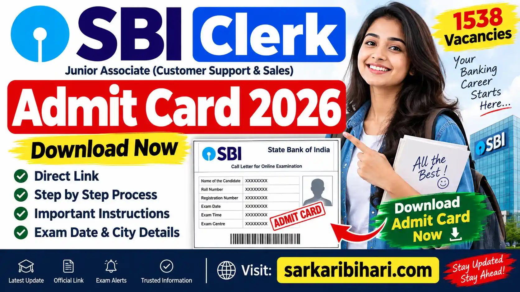 SBI Clerk Notification 2026 SBI Clerk Recruitment 2026 SBI Junior Associate Recruitment 2026 SBI Clerk Backlog Vacancy 2026 sbi clerk SBI Clerk Prelims Admit Card 2026 SBI Clerk Admit Card 2026