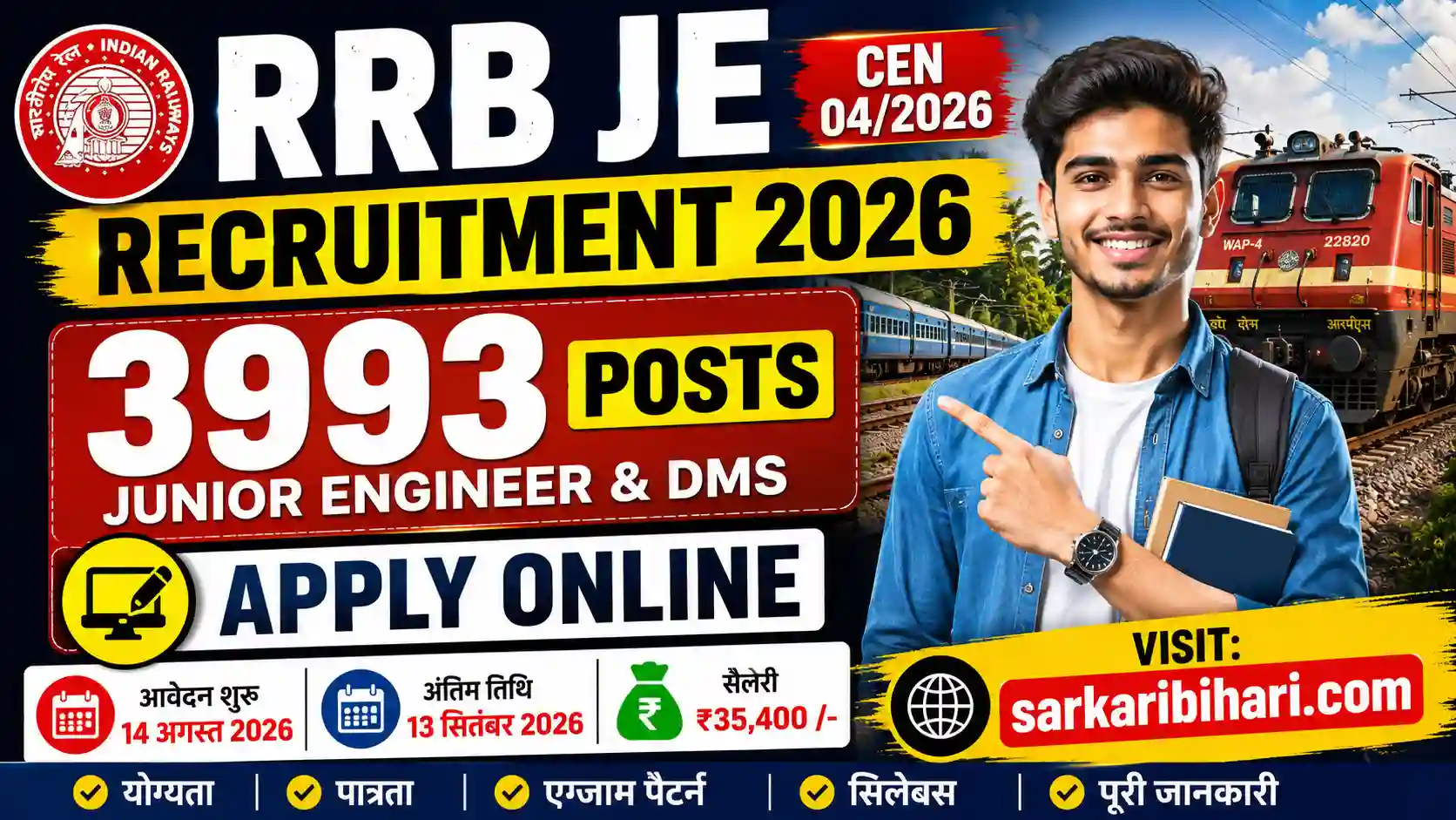 RRB JE Recruitment 2026 RRB JE Vacancy 2026 Railway JE Recruitment 2026 rrb je notification 2026 rrb junior engineer recruitment 2026