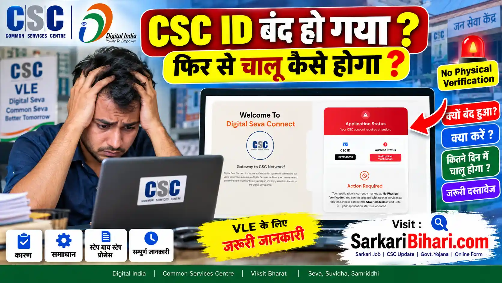 CSC Physical Verification CSC ID Blocked Due to Physical Verification CSC Physical Verification Kaise Hoga CSC Physical Verification Status csc dm contact number