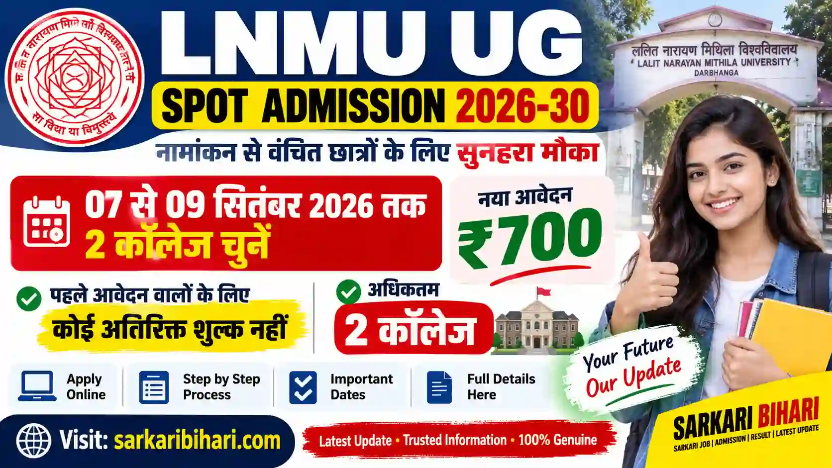 LNMU UG Spot Admission 2026-30 LNMU UG On Spot Admission LNMU UG Spot Admission 2026 LNMU UG Admission Last Date 2026 LNMU College Selection 2026