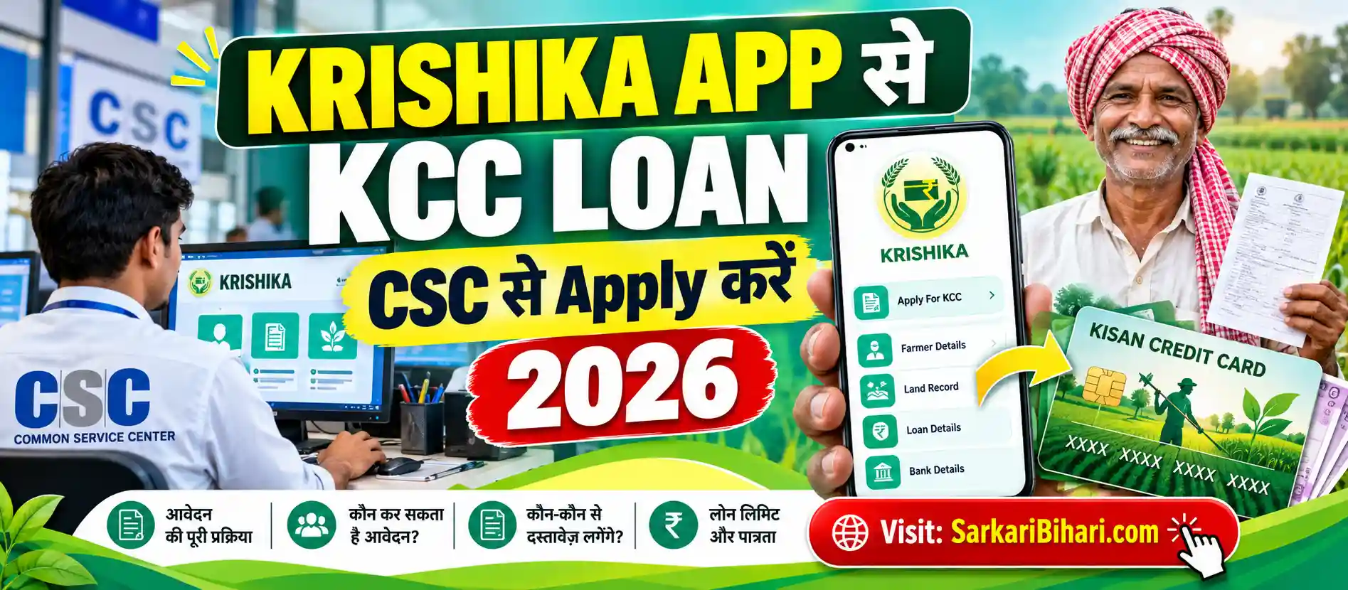 KCC Loan Apply 2026 Through CSC KRISHIKA App KCC Apply Kisan Credit Card CSC VLE Login KRISHIKA App Download KCC
